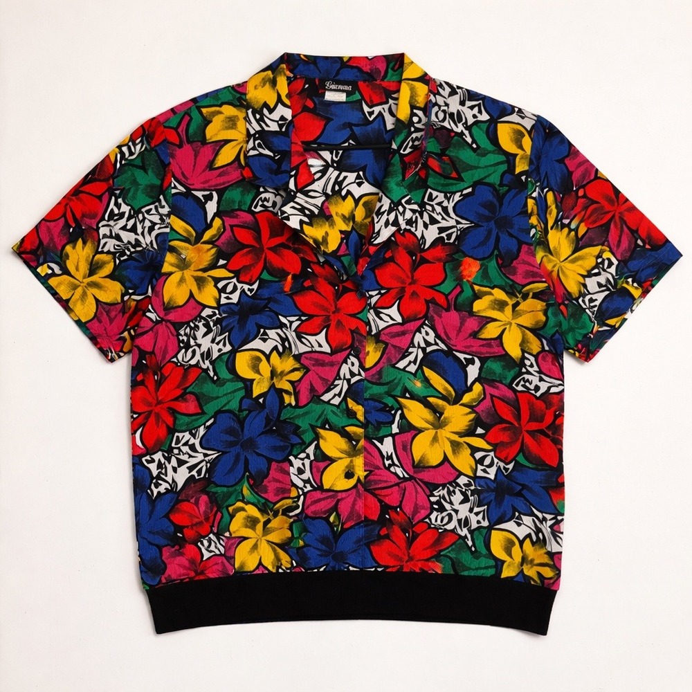 VTG Colorful 80s Top L Retro Colorblock Dopamine Rainbow Spring Funky Grannycore